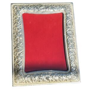 Silver Plated Wood red Keepsake Box w/ Photo insert top Interior 10 x 8'